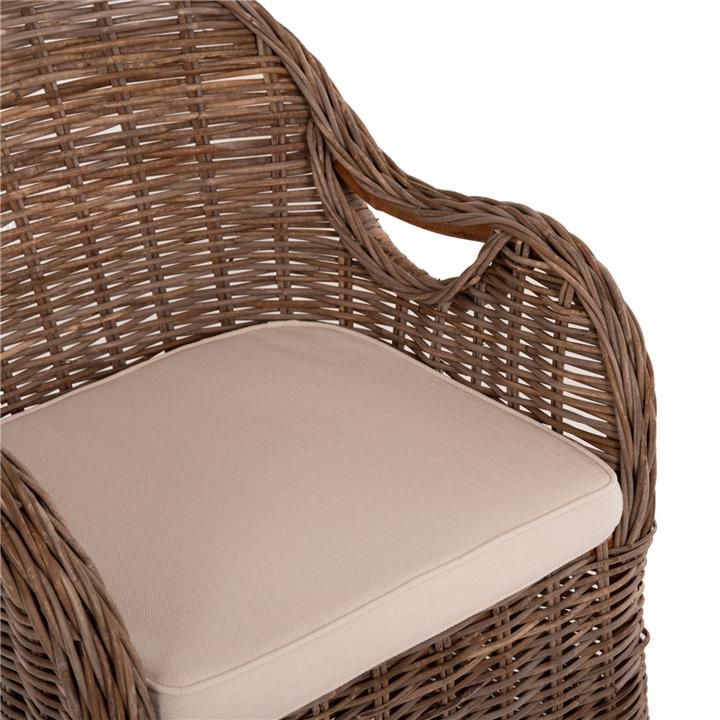 ARMCHAIR KEYLA HM9536 BROWN RATTAN-ECRU CUSHION 63x65x87Hcm.