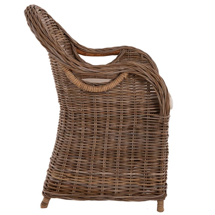 ARMCHAIR KEYLA HM9536 BROWN RATTAN-ECRU CUSHION 63x65x87Hcm.