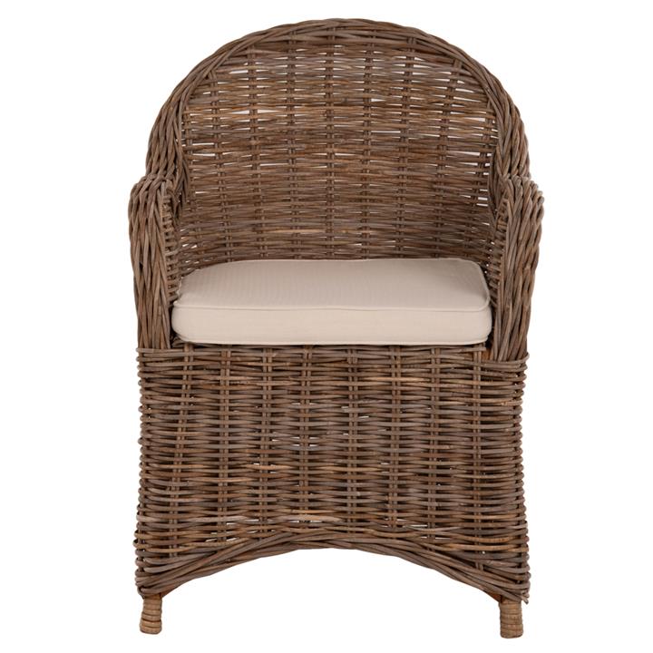 ARMCHAIR KEYLA HM9536 BROWN RATTAN-ECRU CUSHION 63x65x87Hcm.