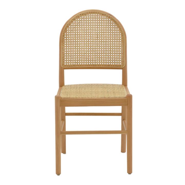 Chair Alessia pakoworld natural beech wood- rattan natural 43x40x89cm