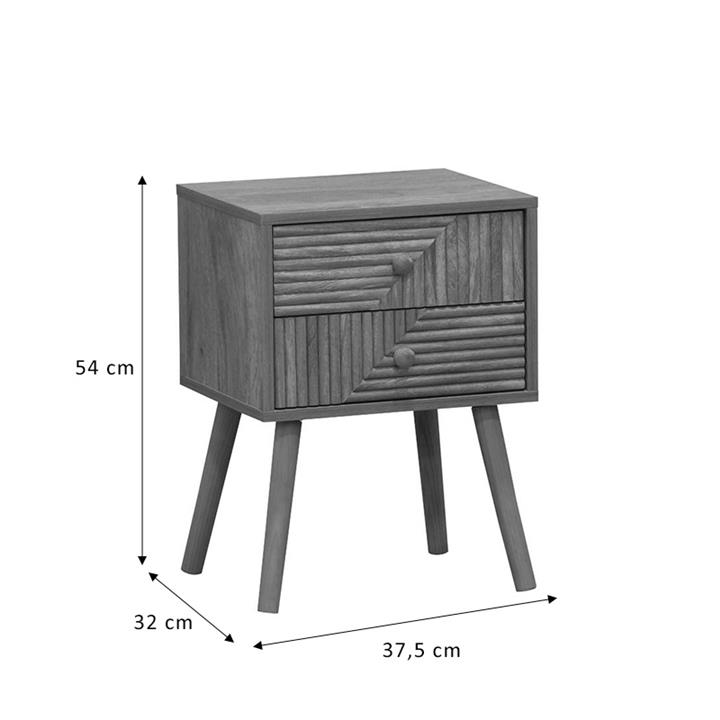 Nightstand Historic pakoworld  with 2 drawers in natural color with natural pine legs 37.5x32x54cm