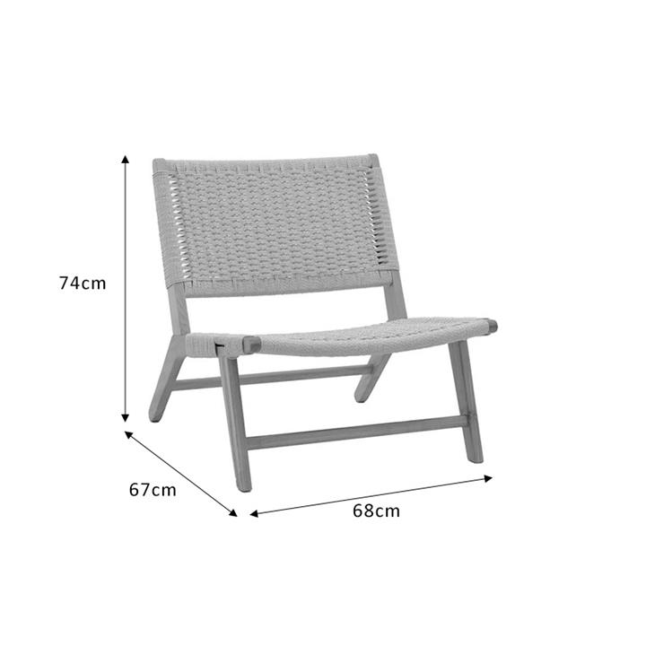 Armchair Filippo pakoworld natural beech wood-natural rope 68x69x74cm
