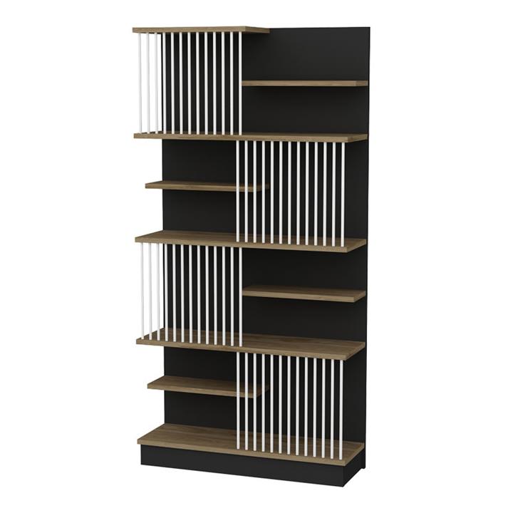 Bookcase Gassim pakoworld black-walnut-white 80x24.6x160cm