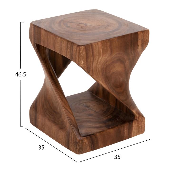 ΣΚΑΜΠΟ GEBO HM9754 ΤΕΤΡΑΓΩΝΟ ΑΠΟ ΞΥΛΟ SUAR ΣΕ ΚΑΡΥΔΙ 35x35x46,5Y εκ.