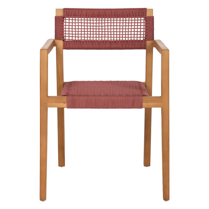 ARMCHAIR CHARLOTTE HM9637.06 TEAK WOOD IN NATURAL & PINK ROPE 59x54x83Hcm.