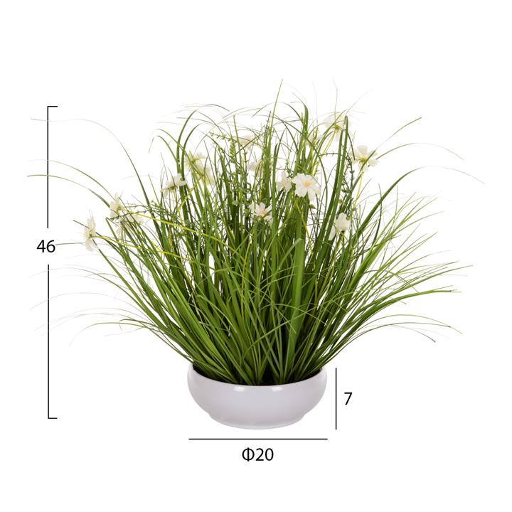 DECORATIVE SYNTHETIC PLANT IN POT HM4026 GRASS IN WHITE POT 46H cm.