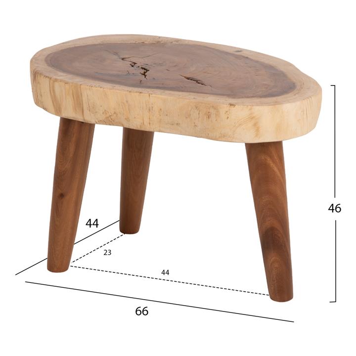 COFFEE TABLE DOMPU HM9630 SOLID SUAR WOOD 8cm THICK TABLETOP 66x44x46Hcm.