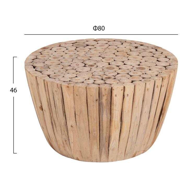 COFFEE TABLE HM9804 TEAK WOOD IN NATURAL Φ80x46Hcm.