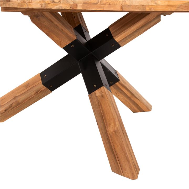 DINING TABLE ROUND HM9559 RECYCLED TEAK WOOD-LEGS WITH METAL Φ150x78Hcm.