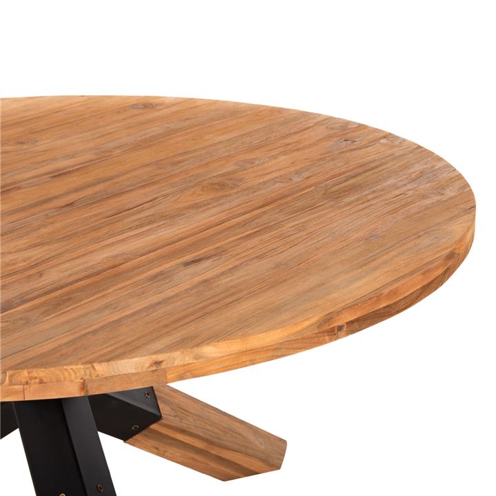 DINING TABLE ROUND HM9559 RECYCLED TEAK WOOD-LEGS WITH METAL Φ150x78Hcm.