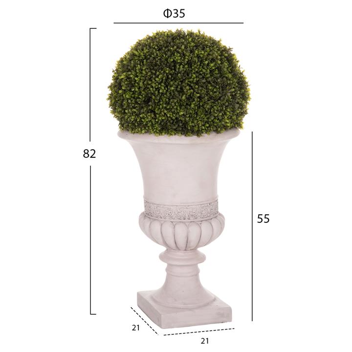 DECORATIVE SYNTHETIC PLANT IN AMPHORA HM4023 TOPIARY BOXWOOD 82H cm.