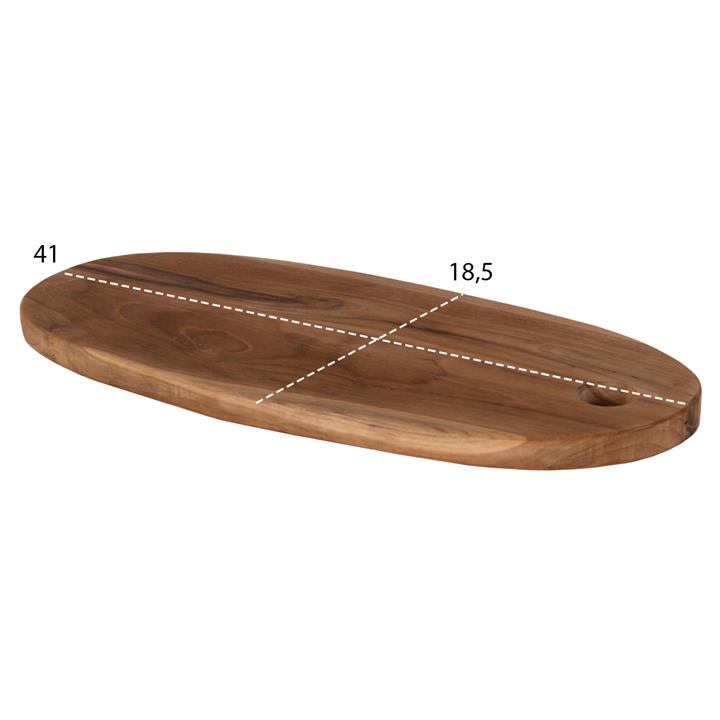 CUTTING BOARD OVAL FOR THE KITCHEN HM4284 TEAK WOOD IN NATURAL-WITH HANGING HOLE 15x41x2H cm.