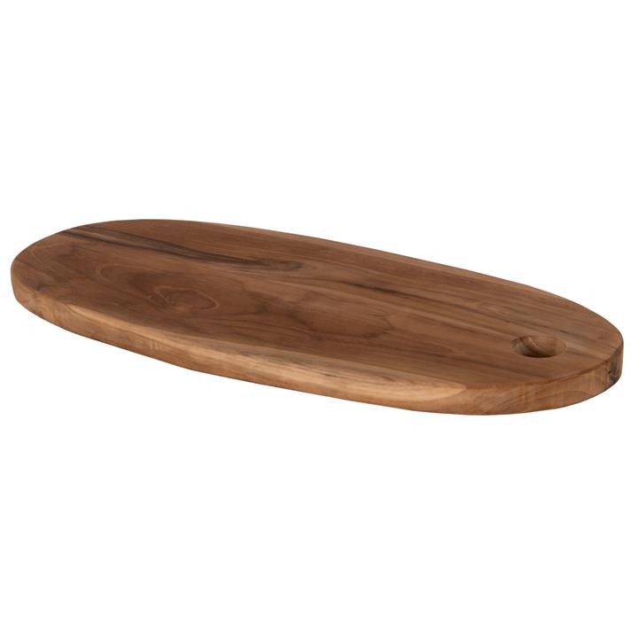 CUTTING BOARD OVAL FOR THE KITCHEN HM4284 TEAK WOOD IN NATURAL-WITH HANGING HOLE 15x41x2H cm.