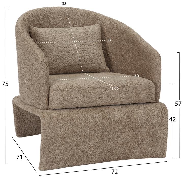 ARMCHAIR BEVY HM9677.03 BEIGE FABRIC-METAL FRAME 72x71x75Hcm.
