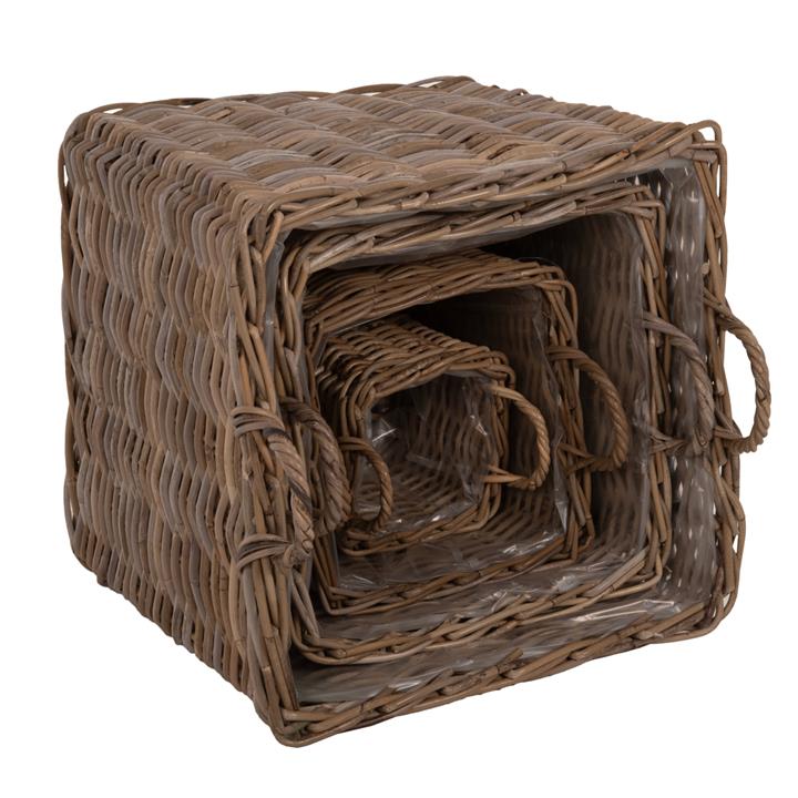 ΣΕΤ ΔΙΑΚΟΣΜΗΤΙΚΑ ΚΑΛΑΘΙΑ KATER HM9657 4ΤΜΧ ΑΠΟ KUBU RATTAN ΣΕ ΓΚΡΙ 52x52x50-57Υεκ.