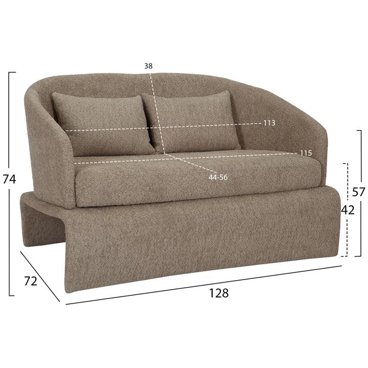 SOFA 2-SEATER BEVY2 HM9678.03 BEIGE FABRIC-METAL FRAME 128x72x74Hcm.