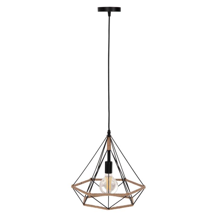 CEILING PENDANT LAMP HM4062 BLACK METAL-ROPE 33x37x128Hcm.