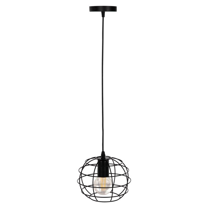 CEILING PENDANT LAMP HM4037 BLACK METAL SPHERE Φ16x124Hcm.