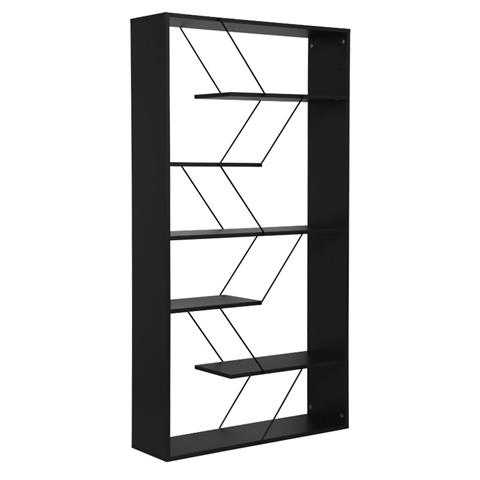 Bookcase Tars pakoworld dark grey-black 84x24x157cm