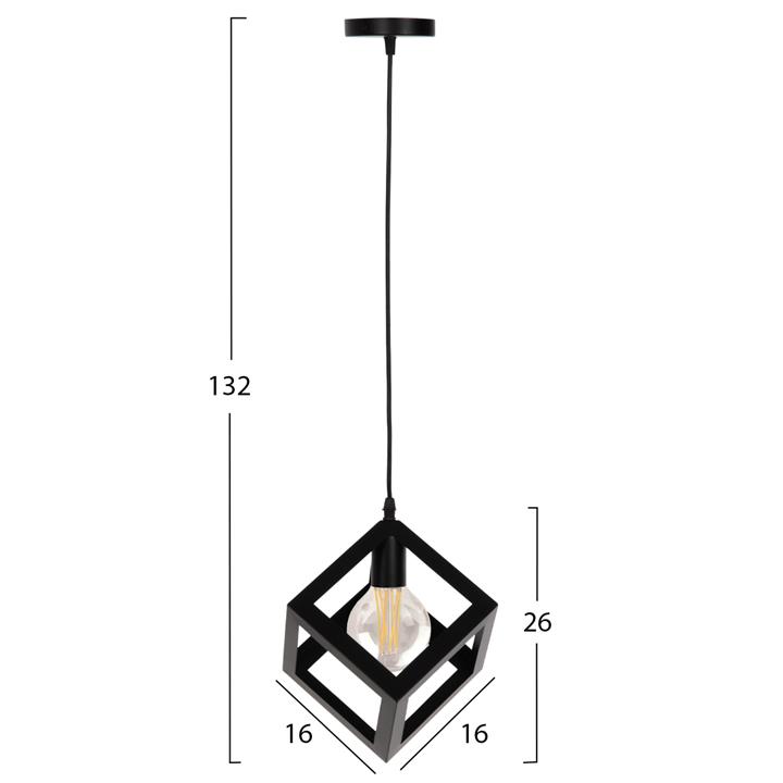 CEILING PENDANT LAMP HM4192 BLACK METAL CUBE 16x16x132Hcm.
