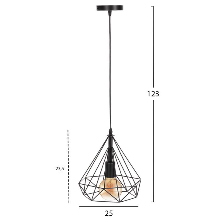 CEILING PENDANT LAMP HM4063 BLACK METAL CAP 25x22x123Hcm.