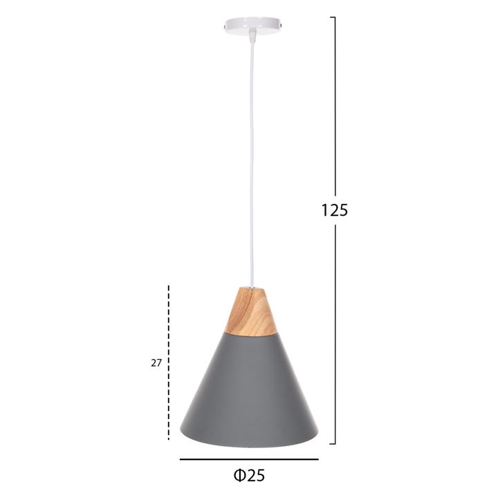 CEILING PENDANT LAMP HM4145 GREY METAL CAP Φ25x125H cm.