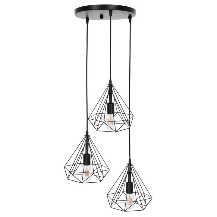 CEILING PENDANT LAMP HM4041 3-LIGHT BLACK METAL 25x22x25cm.