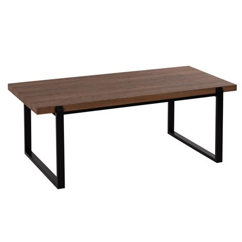 COFFEE TABLE HM9585.04 MDF IN WALNUT TABLETOP-BLACK METAL BASE 120x60X46Hcm.