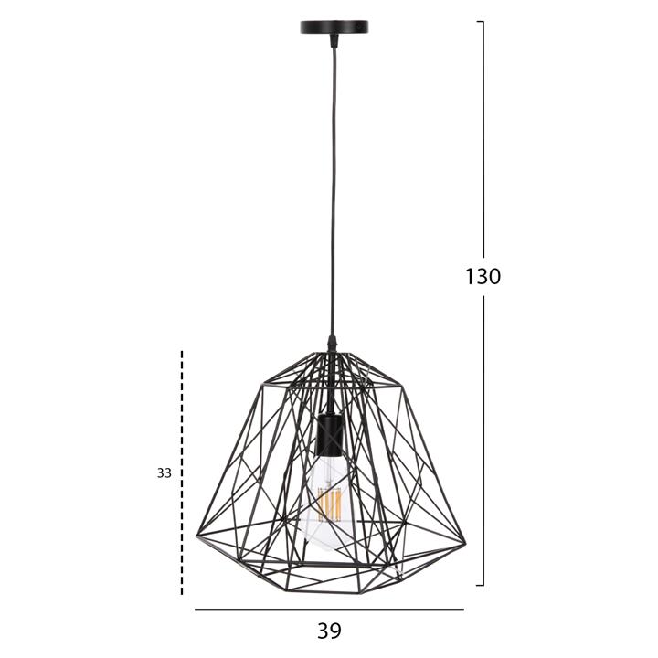 CEILING PENDANT LAMP HM4066 BLACK METAL DIAMOND-LIKE 