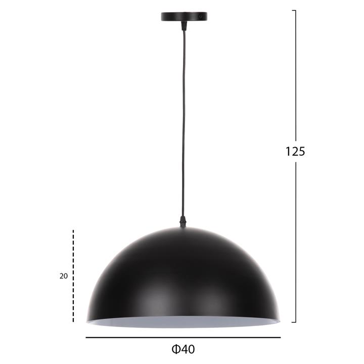 CEILING PENDANT LAMP HM4078 BLACK METAL ROUND CAP Φ40x125Hcm.