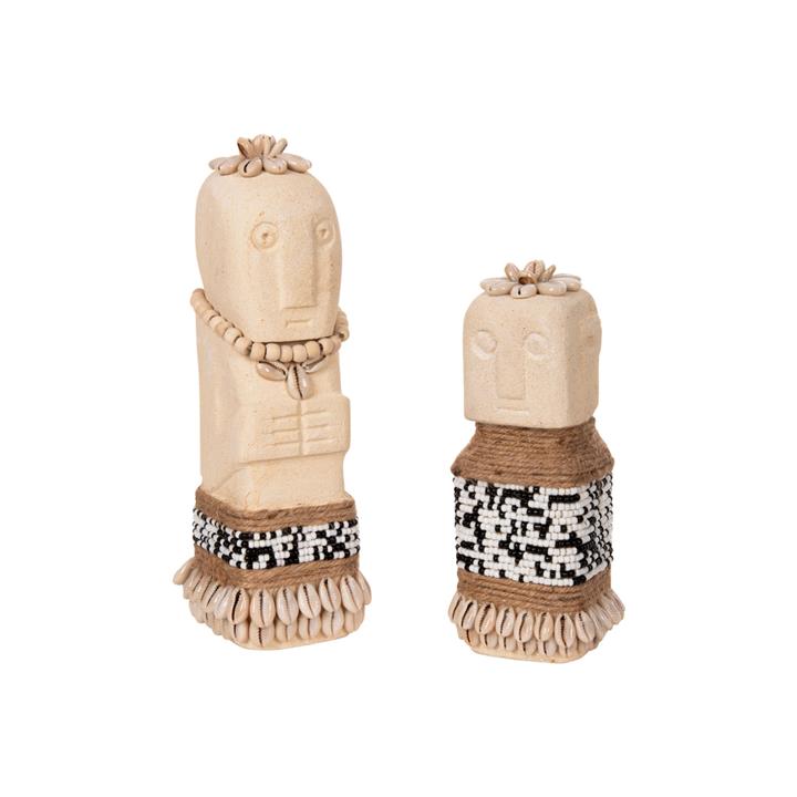 TABLE STATUETTE HM4309 MADE OF WHITE PARAS STONE-BEADS-SEAGRASS ROPE 7x7x17Hcm.