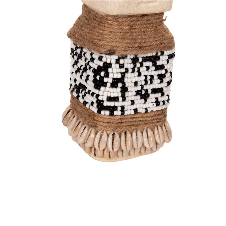 TABLE STATUETTE HM4309 MADE OF WHITE PARAS STONE-BEADS-SEAGRASS ROPE 7x7x17Hcm.