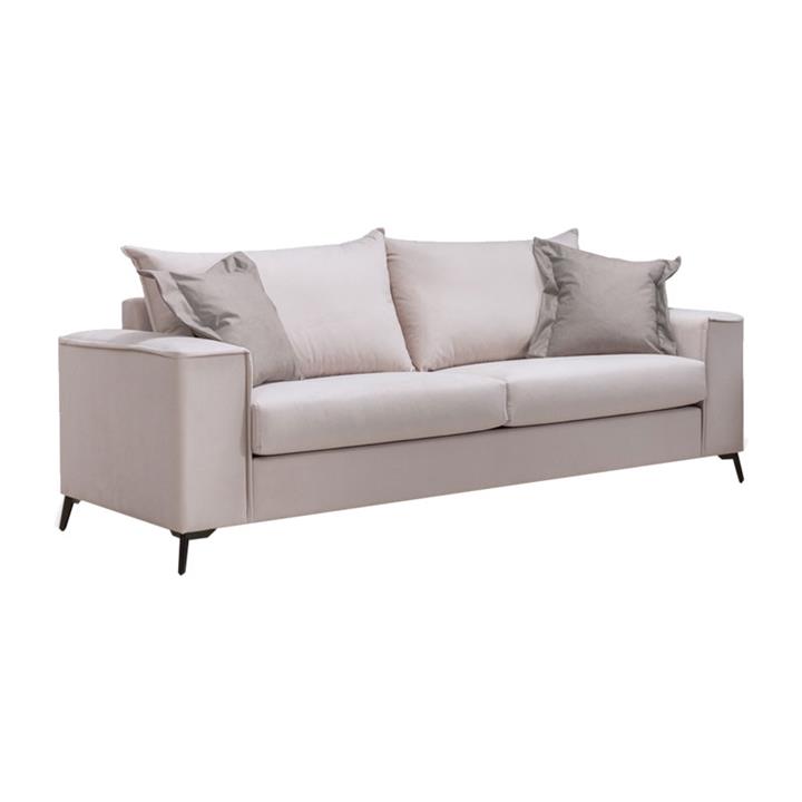 3 seater Verona sofa cream - mocha cushions 225x93x100cm