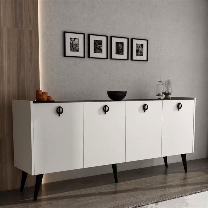 Buffet Jeslie pakoworld melamine white-dark grey 180x40x79cm