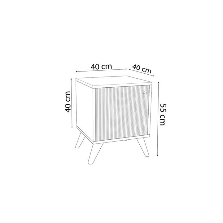 Bedside Flipter pakoworld melamine oak-black 40x40x55cm