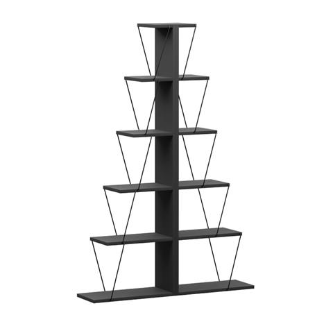 Bookcase mini Tars pakoworld dark grey-black130x22x146cm