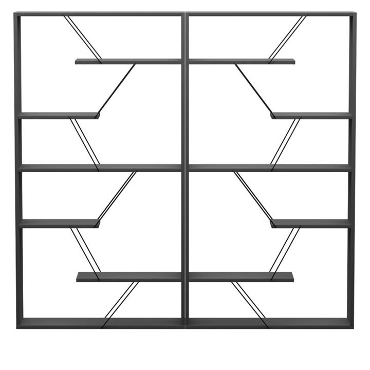 Bookcase Tars pakoworld dark grey-black 168x24x157cm