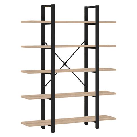 Bookcase Esthon pakoworld natural-black metal 120x28x180cm