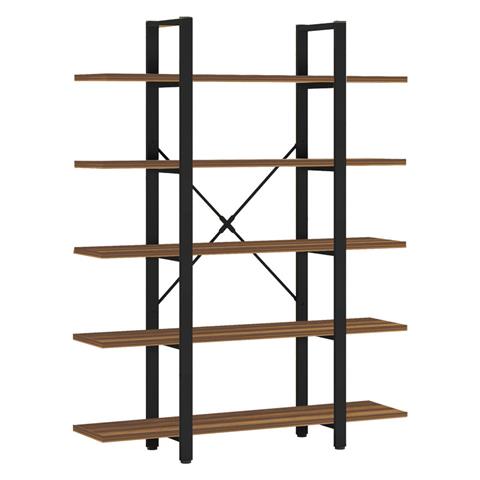 Bookcase Esthon pakoworld walnut-black metal 120x28x180cm
