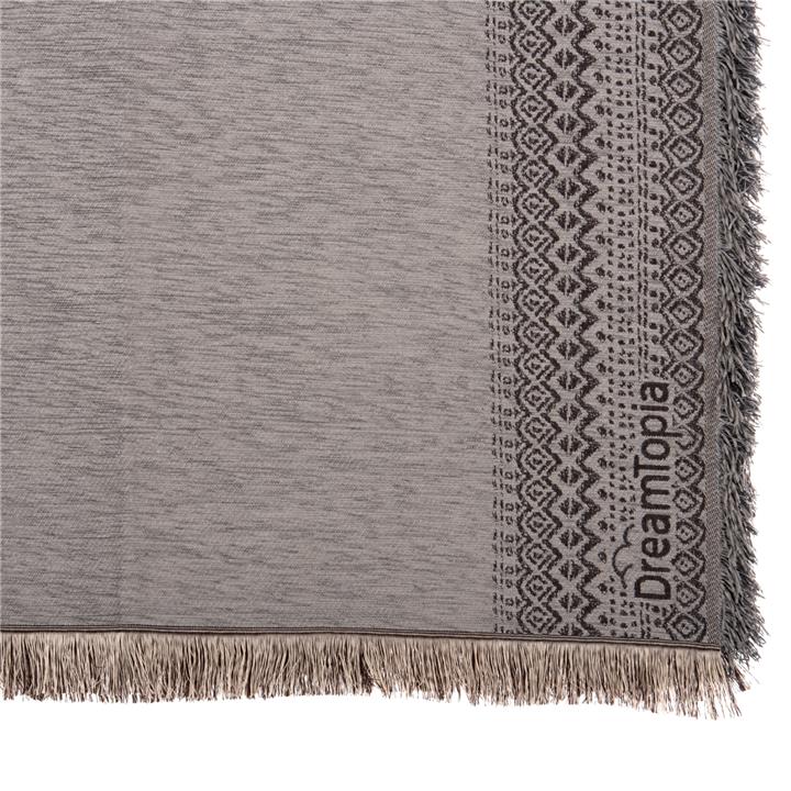 SOFA COVER-THROW WITH FRINGES DREAMTOPIA HM12164.05 IN GREY COLOR 178X178cm.
