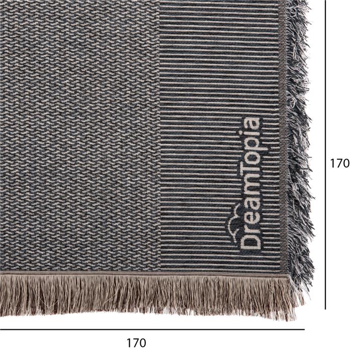 SOFA COVER-THROW WITH FRINGES DREAMTOPIA HM12164.03 IN NAVY BLUE COLOR 178X178cm.