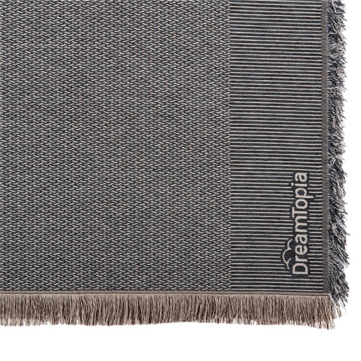 SOFA COVER-THROW WITH FRINGES DREAMTOPIA HM12164.03 IN NAVY BLUE COLOR 178X178cm.