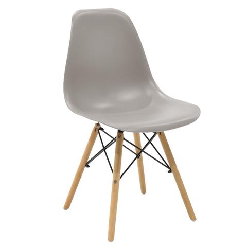 Chair Julita pakoworld PP grey-natural leg 41x46x83cm