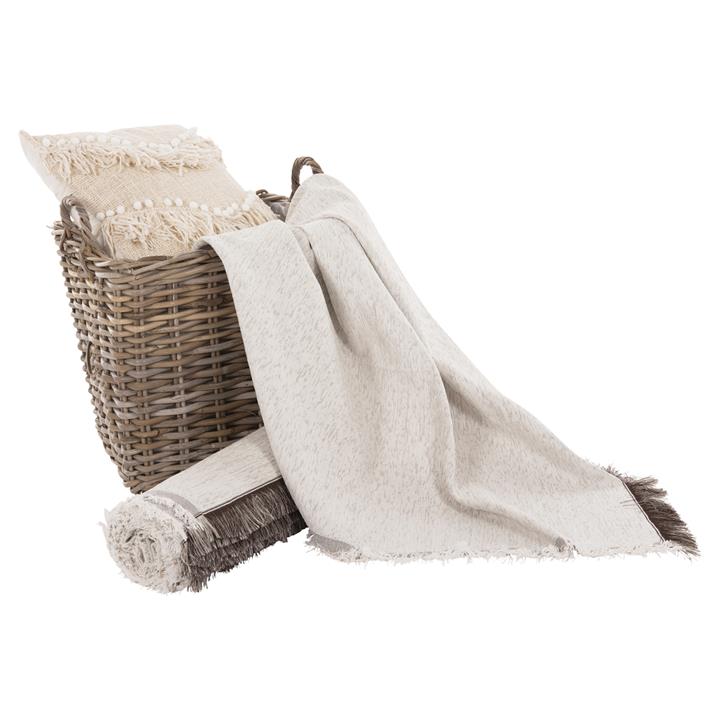 SOFA COVER-THROW WITH FRINGES DREAMTOPIA HM12161.01 IN ECRU COLOR 245X170cm.