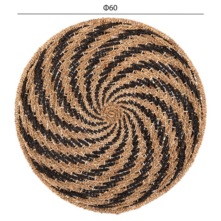 WALL DECOR ROUND HM7830.02 SPIRAL LOOK-SEAGRASS IN BLACK&NATURAL COLOR Φ61x3cm.