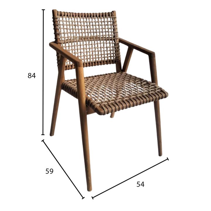 ARMCHAIR VAYA HM9823 TEAK WOOD-SYNTHETIC ROPE IN NATURAL COLOR 54x59x84Hcm.