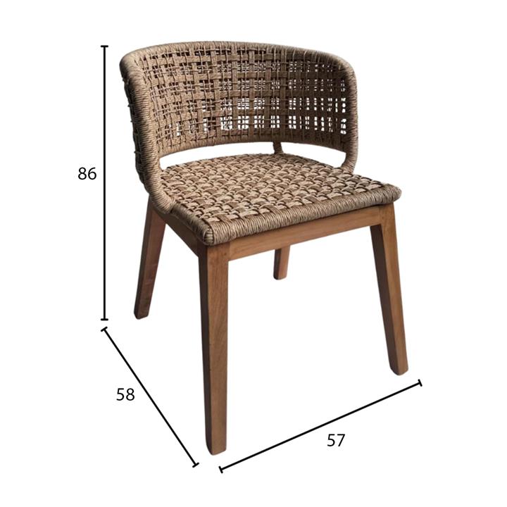 ARMCHAIR INDOORS FARLEY HM9827 TEAK WOOD-SYNTHETIC ROPE-NATURAL COLOR 57x58x86Hcm.