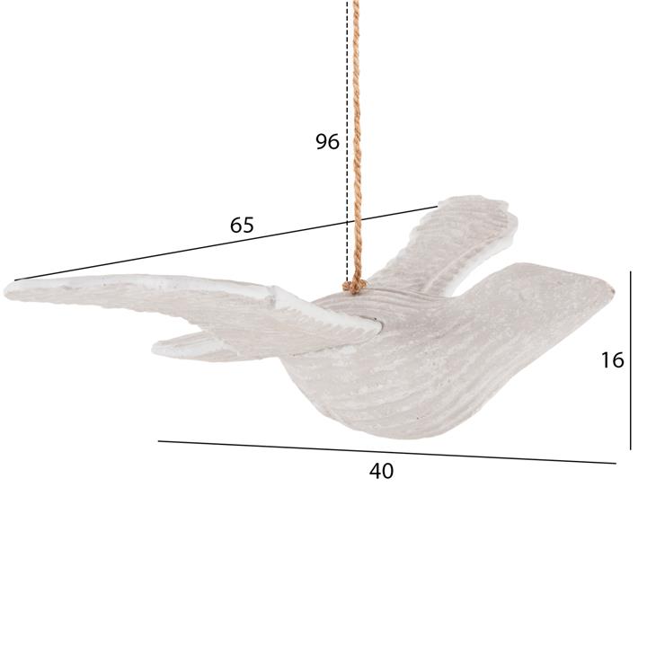 PENDANT DECORATION SEAGULL HM4301 ALBASIA WOOD IN WHITEWASH 65x40x16-96H cm.