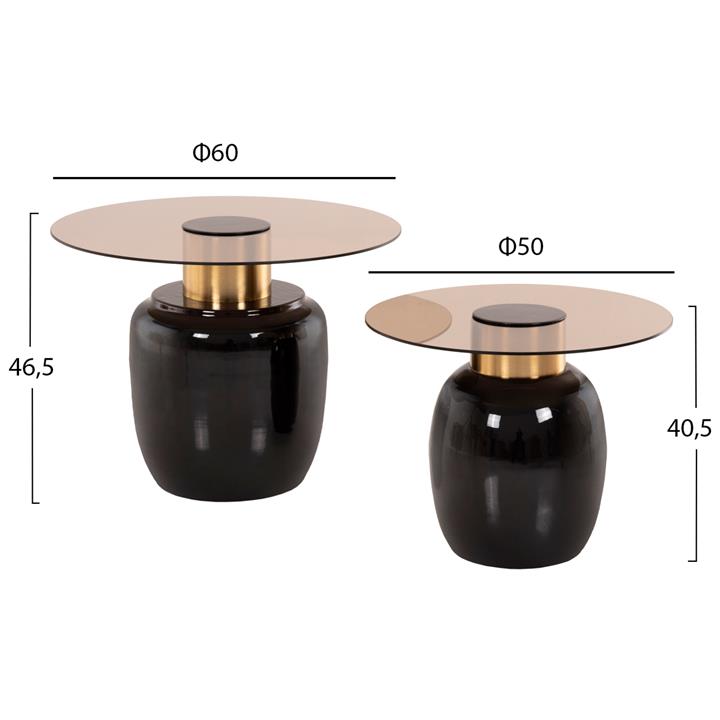 SIDE TABLES 2PCS FRYN HM9663 METAL IN BROWN AND GOLD Φ60 &Φ50 cm.