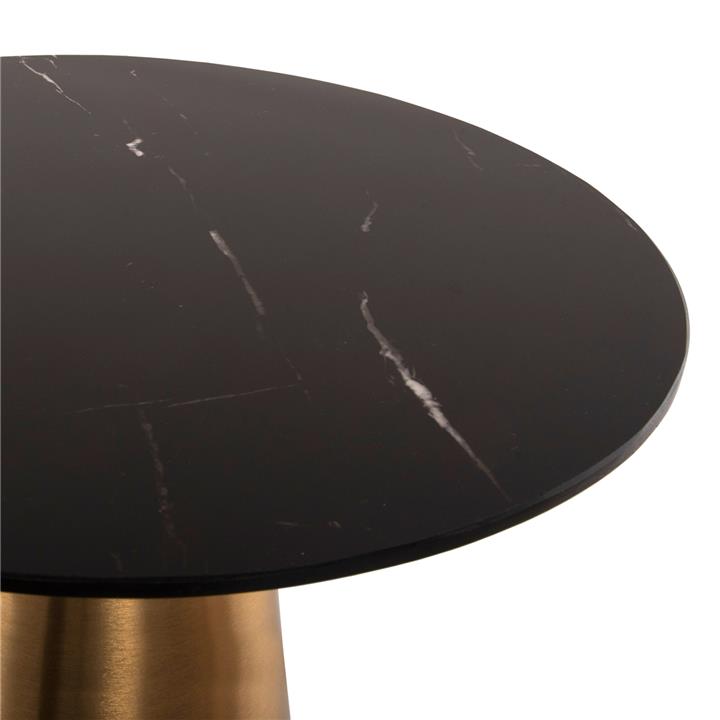 SIDE TABLES 2PCS RENGI HM9665 METAL IN GOLD-BLACK CERAMIC TOP Φ56&Φ43 cm.